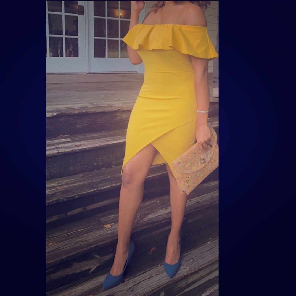 Yellow midi dress